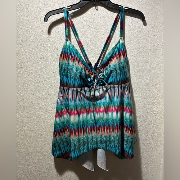 Swimsuits For All Tropiculture Women’s Multicolor V-Neck Flowy Tankini Top 16 - Picture 4 of 16